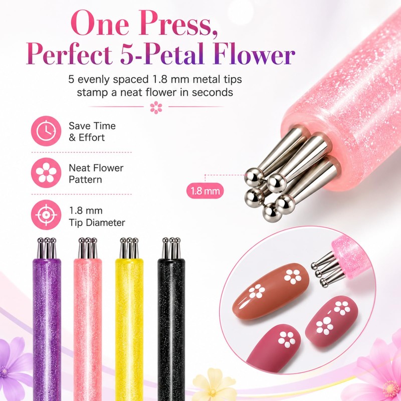 Plman 9PCS Nail Dotting Pen Set for Salon Art Stippling