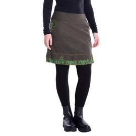 Vishes - Alternative Clothing - Thermal Skirt Women's Warm Winter Skirts Short Pocket Skirt Made of Eco Fleece, olive