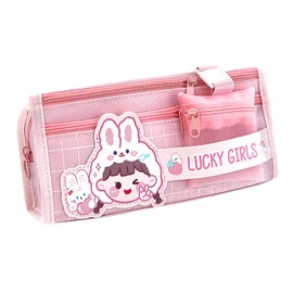 KCatsy Panda Pencil Case Large Pencil Case Pens Pencil Case Shake Penal Teenager School Pencil Case Gifts for Girls Boys, S Rabbit Girl Pink, School backpack
