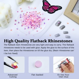 Briskbloom 2000PCS 5mm Resin Flatback Rhinestone, Light Pink AB Color Flatback Jelly Resin Rhinestones for Mugs, Bottles, Tumblers, Craft Decoration, Loose Bling Glitter Diamond Stone