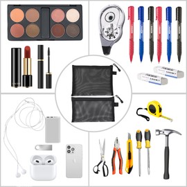 HFZRZFH 6-Piece Nylon Mesh Cosmetic, Makeup & Toiletry Organizer Pouches with Zipper - For Travel, Purse, Diaper Bag, Home, Office