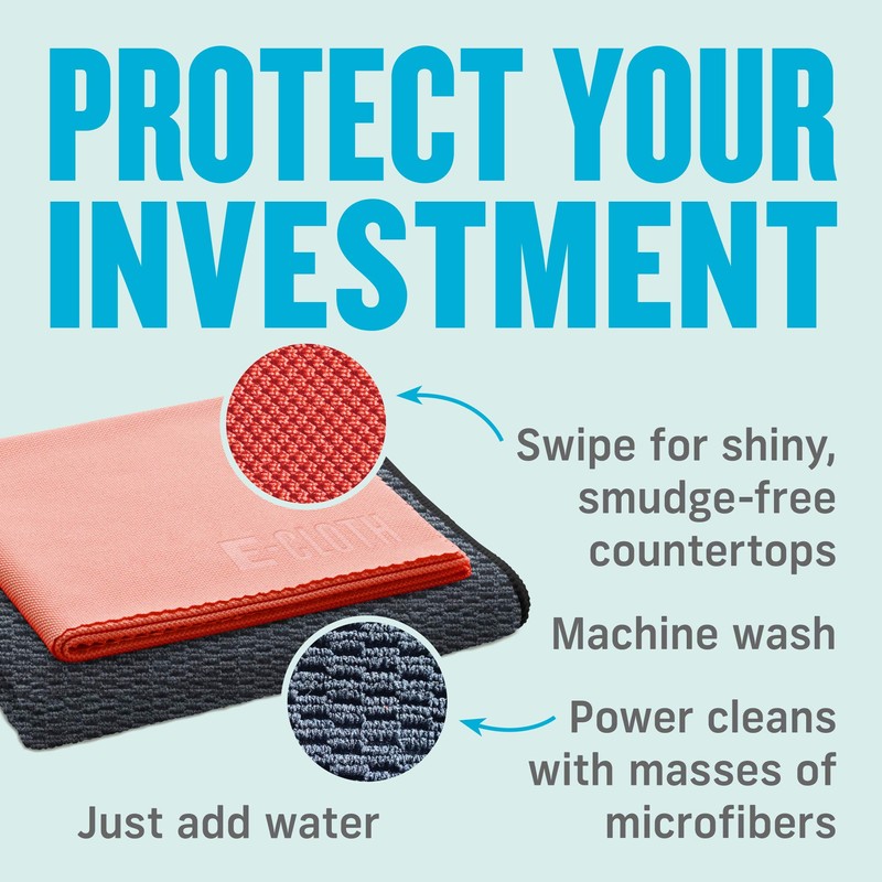 E-Cloth Granite & Stone Cleaning Kit, Microfibre, Black & Red,