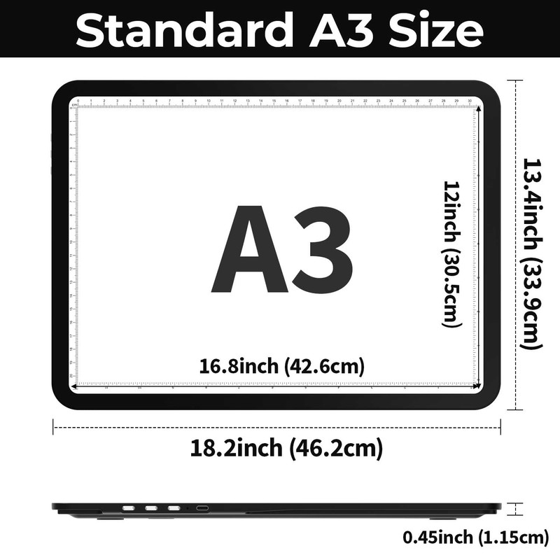 Zocelight Rechargeable A3 Light Board with Built-in Stand & Bag,Super
