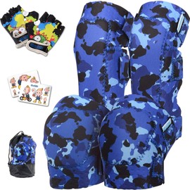 Innovative Soft Kids Knee and Elbow Pads with Bike Gloves I Toddler Protective Gear Set w/Mesh Bag I Bike, Roller-Skating, Skateboard Knee Pads for Kids Child Boys Girls