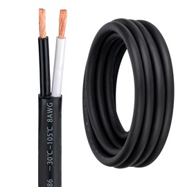 8 Gauge 2 Conductor Electrical Wire 8/2 Wire 16FT 600V 8 AWG 2 Conductor Wire for Motor Leads, Portable Lights, Battery Chargers, Machinery, Large Speakers (8AWG-2C, 16FT)