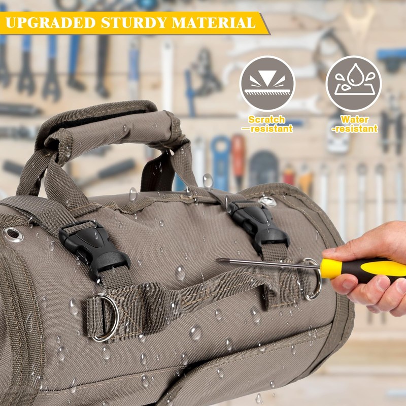 Tool Organizer Bag Foldable Roll Up Heavy Duty with 2