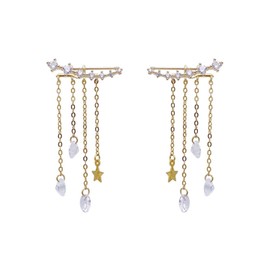 Dainty Rhinestone Crawler Earrings Climber Ear Cuff Star Dangle Earrings Crystal Drop Dangle Earrings Jewelry Gift