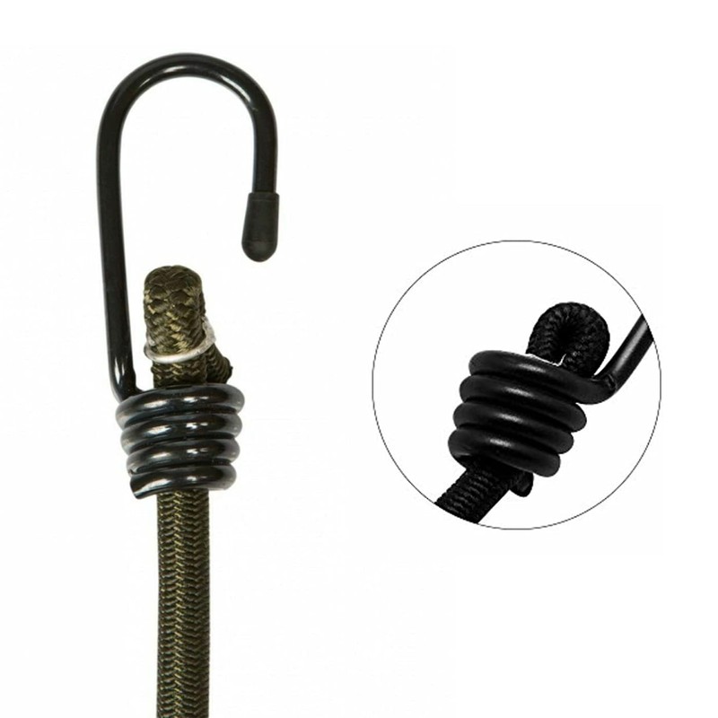 SyiXute 12 Pcs Black Shock Cord Hook 10 X 8