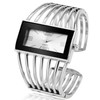 Fashion Cuff Bracelet Watches for Women Luxury Rectangular Dial Analog Quartz Wrist Watch Gifts for Ladies (Silver White)