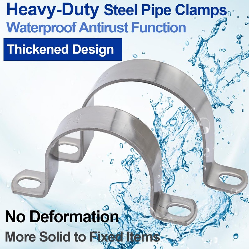 MgcTolBox Heavy Duty Metal U-Pipe Clamps,U Pipe Bracket with 2