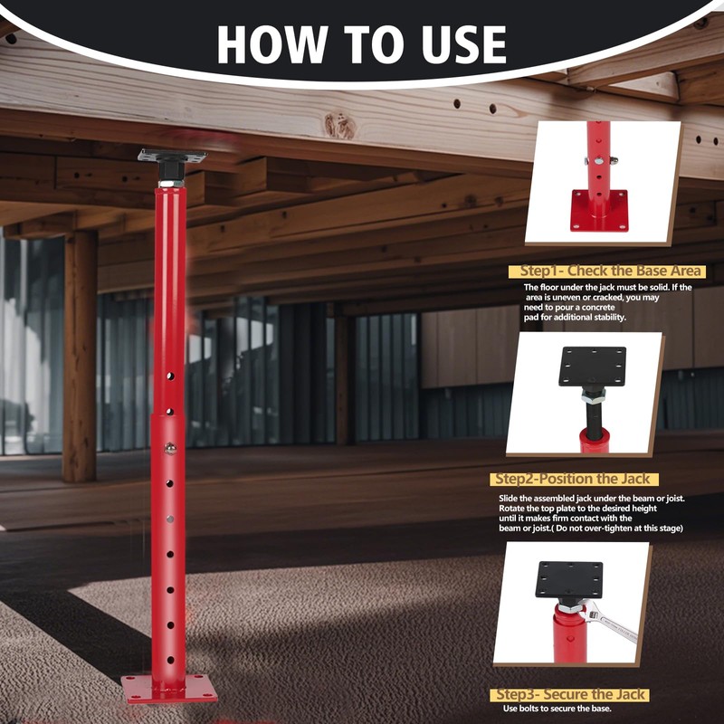 TOPTGO Floor Joist Jack, 19"- 36"(1'7"-3) Height Range Adjustable Floor