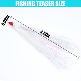 Fishing Teasers,12pcs Bucktail Teaser Mylar Flash Teaser Tail Rigs Skirts Hair Flounder Fishing Lure Bait Rigs for Saltwater Freshwater Mix