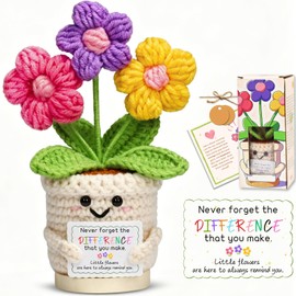 Thank You Gifts Set for Women: Teacher Appreciation Gifts 'Never Forget the Difference that You Make', Inspirational Crochet Flower Birthday Graduation Retirement End of Year Gift for Mentor Coworker