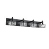 Modern 4-Light Matte Black LED Vanity Light Fixture with Crystal