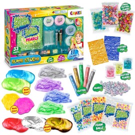 CRAZE Magic Slime Studio DIY Slime Kit 11 Colours with Accessories Fluffy Slime with Beads Glitter & Special Effects Slime Children 32862, Colourful, 36.5 x 5.8 x 25.5 cm