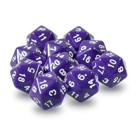 10x Polyhedral W20 Dice for Role and Tabletop Games (Purple)