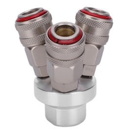 3 Way Connector Chrome Plated Pneumatic Component Carbon Steel G1/4in Thread Quick Coupler