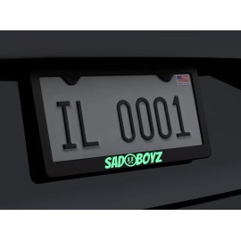 RED COBRA Glowing Sad Boyz License Plate Frame Black Premium Metal with Screws and Caps