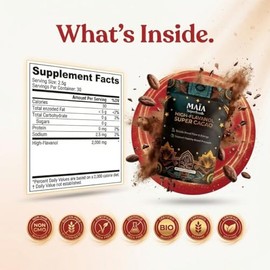 Maia Ceremonial Cacao | Super Cacao | High Flavanols | Supports Healthy Blood Pressure, Cardiovascular Wellness | Theobromine | 30 Servings (Pack Of 3)