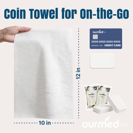 Ourmed Life - Tabletas de toalla comprimidas – Toallas faciales desechables envueltas individualmente, se expanden rápidamente con agua, suave y sin pelusas, 12 x 10 pulgadas para viajes, camping