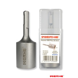 WERHE® Professional SDS Plus Ground Nail Driver for Inserting Deep Soil Earth Ground Rod Earth - Inner Diameter 25.5 mm 100 x 35.5 mm - Jack Hammer Picket Post Driver Driver