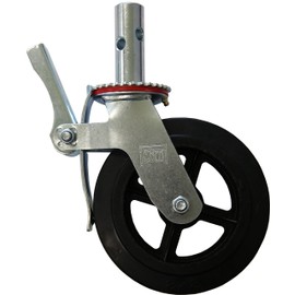 8" (8UC8RB) Scaffold Swivel Caster, Total Lock Brake, Rubber on Steel Wheel