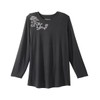 Women’s Open-Back Adaptive Long Sleeve Embellished Top - Black SMA