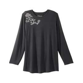 Women’s Open-Back Adaptive Long Sleeve Embellished Top - Black SMA