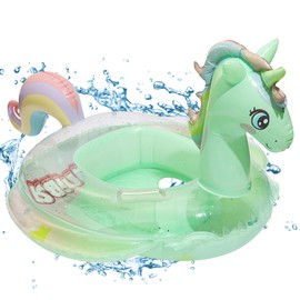 SOETDERT Baby Swimming Ring, Baby Swimming Aid with Swimming Seat, Unicorn Inflatable Swimming Hoop, Float Children's Swimming Ring Pool, 3D Cartoon Baby Swimming Ring for 6 Months to 3 Years
