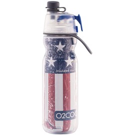 O2COOL Mist 'N Sip Misting Water Bottle 2-in-1 Mist And Sip Function With No Leak Pull Top Spout (Patriot)
