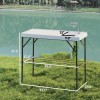 Portable White Folding Fish Cleaning Table with Sink Faucet Drainage