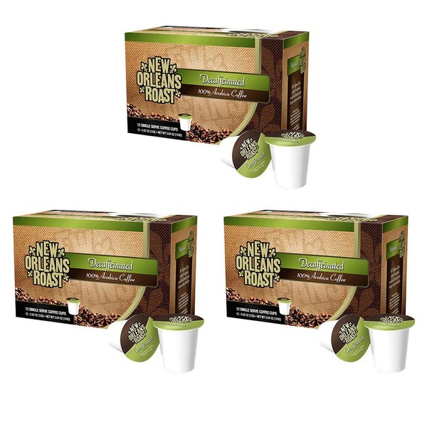 New Orleans Roast Decaffeinated Roast Single Serve (3 Pack) - Authentic Flavor, 99.95% Caffeine-Free