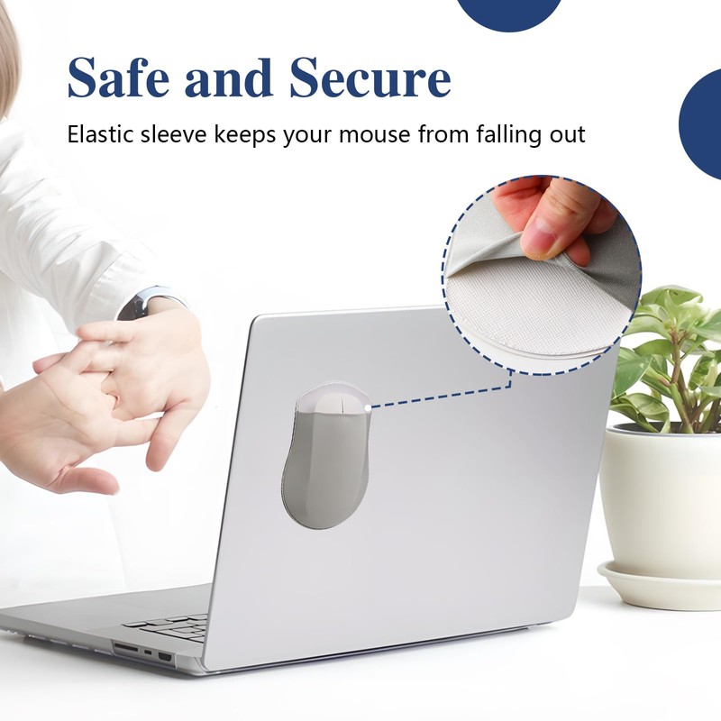 Betinyar 2 Pack Gray Mouse Holder for Laptop Stick On,