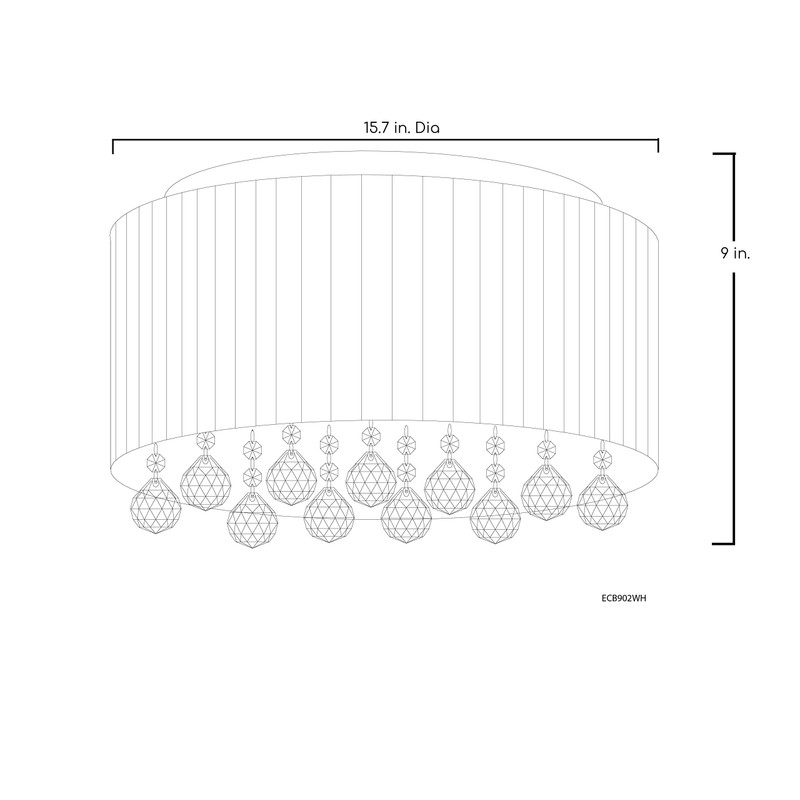 Edvivi Belle Drum Crystal Flush Mount, 4 Lights Glam Lighting