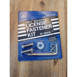 Baron Buckles New Theft Resistant License Plate Fastner Mounting Kit Chrome Plated