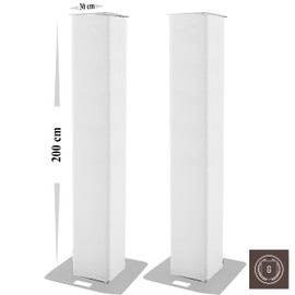 Pair of Totem Covers in Spandex, Truss Cover 30 x 30 cm, Choice of 4 Heights (200 cm Height, White)