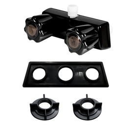 4" RV Shower Faucet, Dual-Handle Camper Faucet Mixing Valve Diverter with Acrylic Knobs, Shower Head Valve Replacement Parts for Outdoor and Inside Bathroom Accessories (Black)