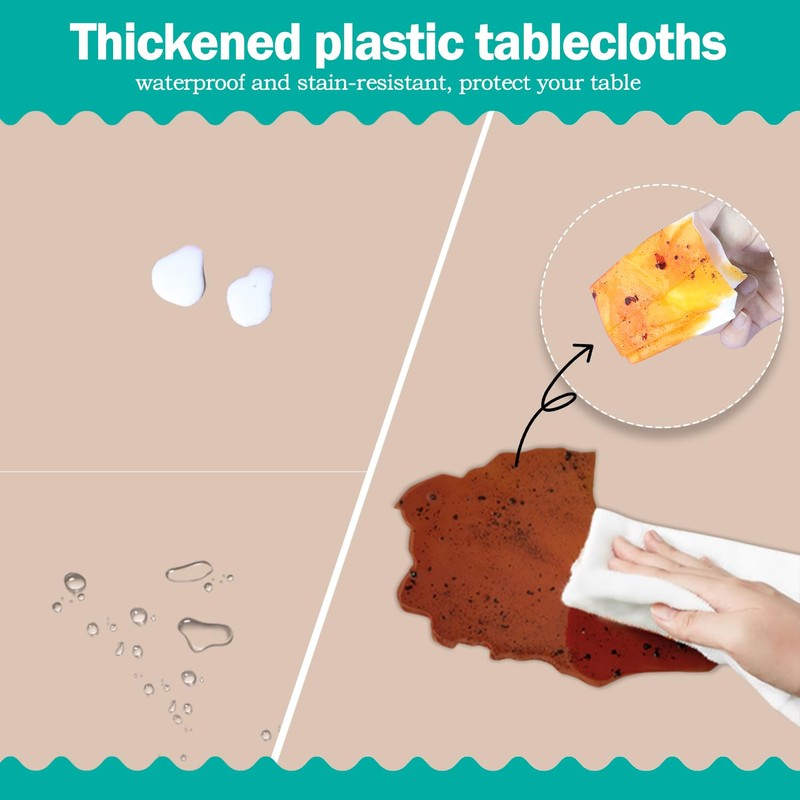 tujol Ivory 6 Pack Plastic Table Cloth 54" x 108",