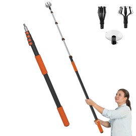 LAANPOLE 20FT Reach Light Bulb Changer for High Ceilings, Light Bulb Changer with Baskets and Suction Cup for Recessed Lights with 3-12FT Telescoping Extension Pole