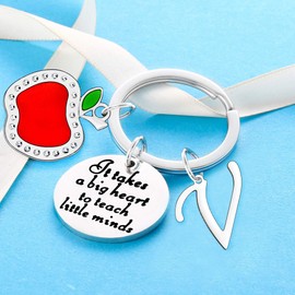Teacher Appreciation Gifts for Women Initial Thank You Gift For Teachers Keychain Teacher Gifts (V)