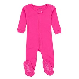 Leveret Kids Boys Girls Footed Cotton Pajama Solid Hot Pink (Size 3-6 Months)