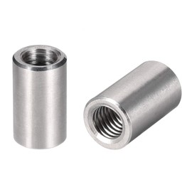 sourcing map M8 Round Connector Nuts, 304 Stainless Steel Coupling Nut 20 mm / 0.78 Inch Length, Pack of 10