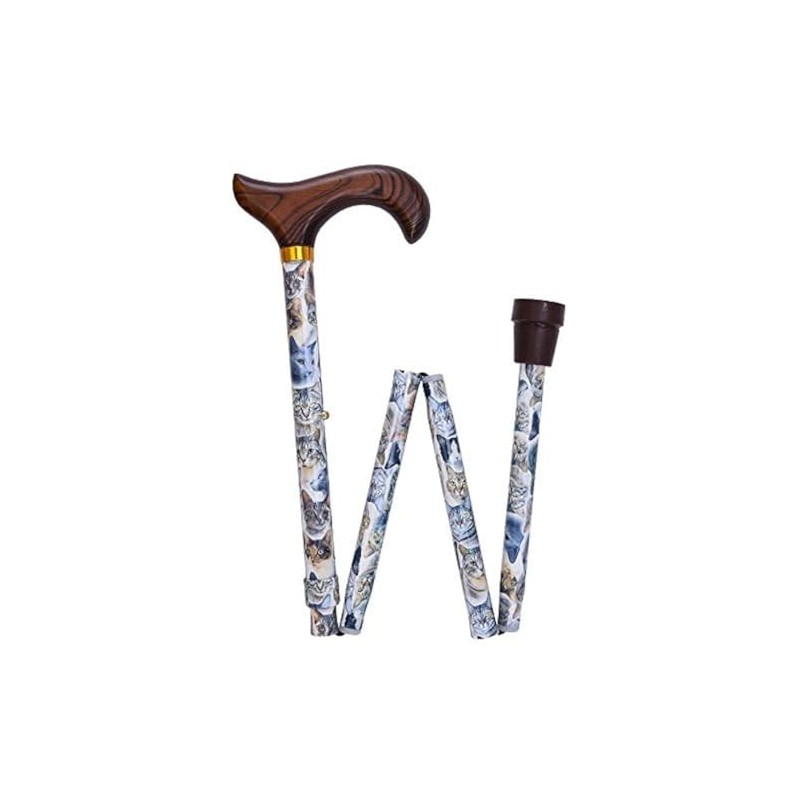 Royal RC Canes Cats Designer Folding Adjustable Derby Walking Cane