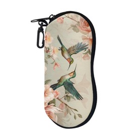 Upetstory Hummingbird Glasses Cases Neoprene Sunglasses Sleeve Pouch Zipper Eyeglass Case Lightweight Coin Purse with Belt Clip for Women Girls