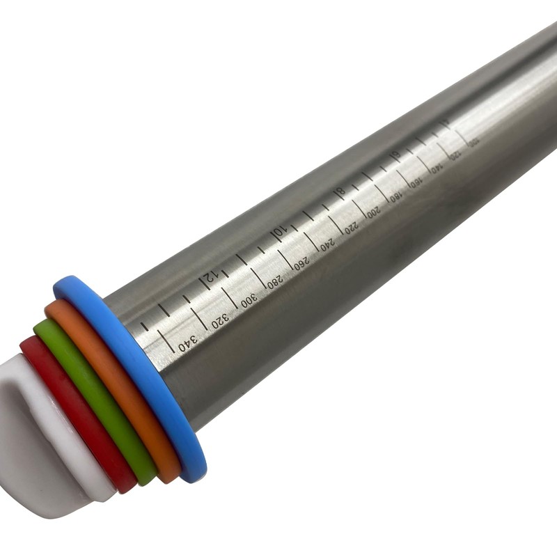 IntXanth Stainless Steel Rolling Pin with Thickness Rings, 17 Inches