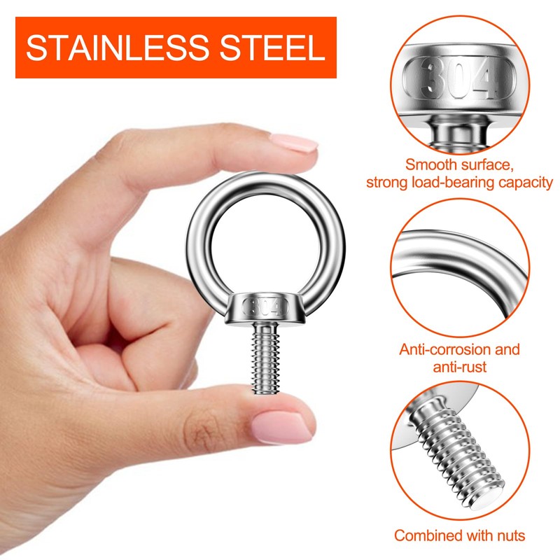 Mesybveo Pack of 5 M8 Eye Bolt, 304 Stainless Steel