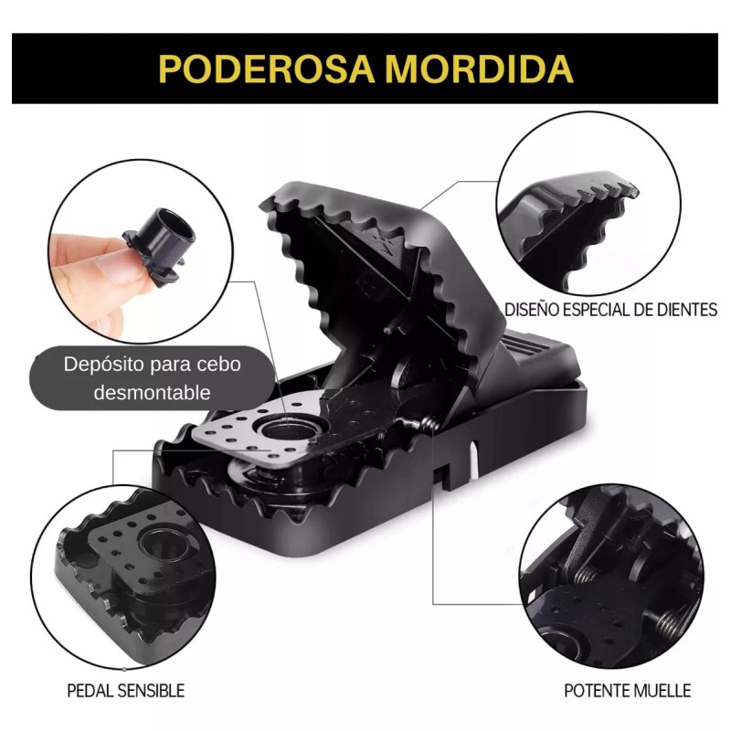 Nu Labs Trampa Para Ratones Ratas De Golpe Reutilizable Sensible