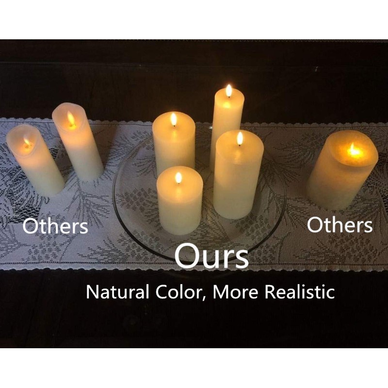 Eywamage Realistic Ivory Slim Flameless Pillar Candes with Remote, Real