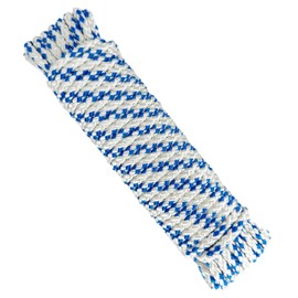 Seil aus Polyester, hohe Zähigkeit, geflochten, 6 mm x 10 m, hergestellt in Spanien, Weiß mit Blau