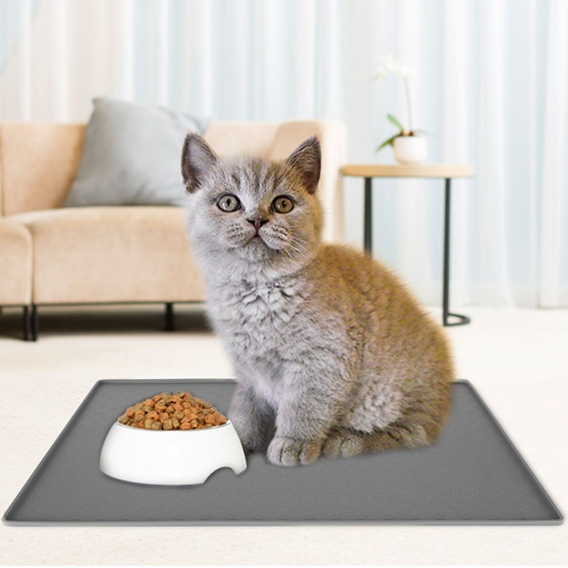 Pet Feeding Mat Silicone Waterproof Safe Raised Edge Slip Resistant